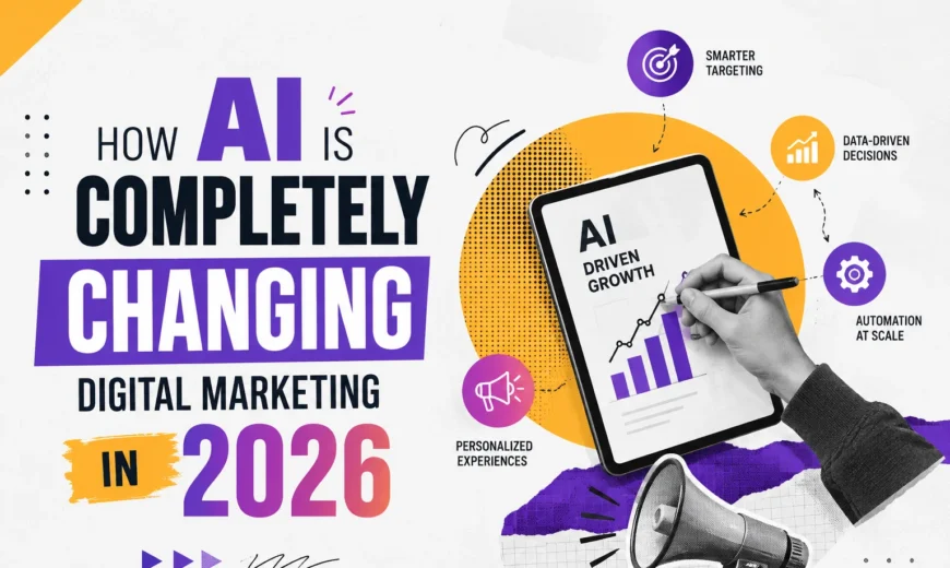 AI-driven digital marketing trends in 2026 showing automation, personalized campaigns, and data-driven growth strategies