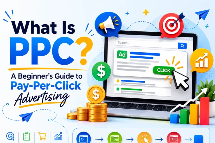 What is PPC advertising? Beginner's guide to pay-per-click marketing, Google Ads campaigns, and online advertising strategy.